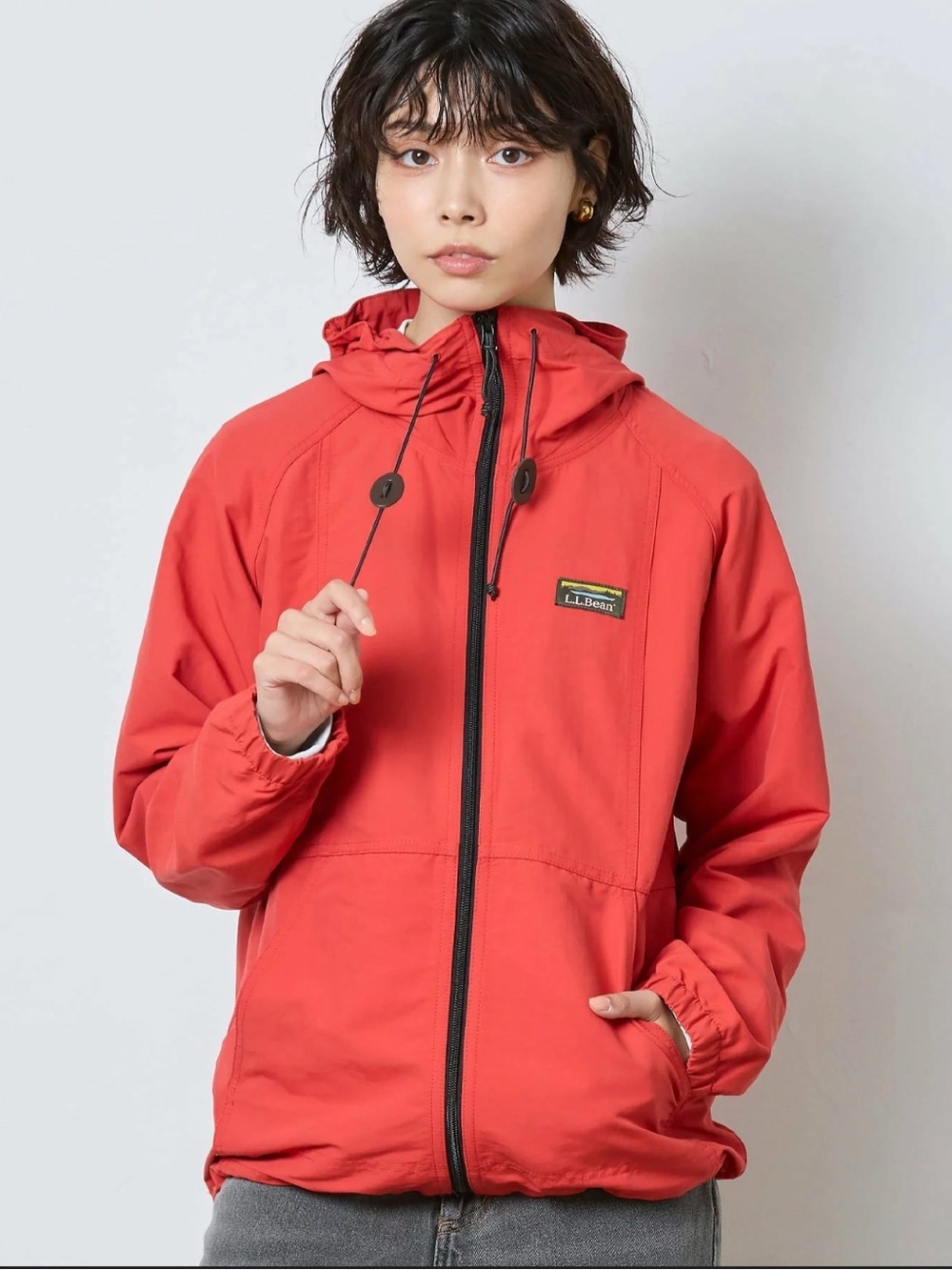 L.L. Bean Women’s Coral-Red Hooded Bomber Jacket XS Outdoor Hiking